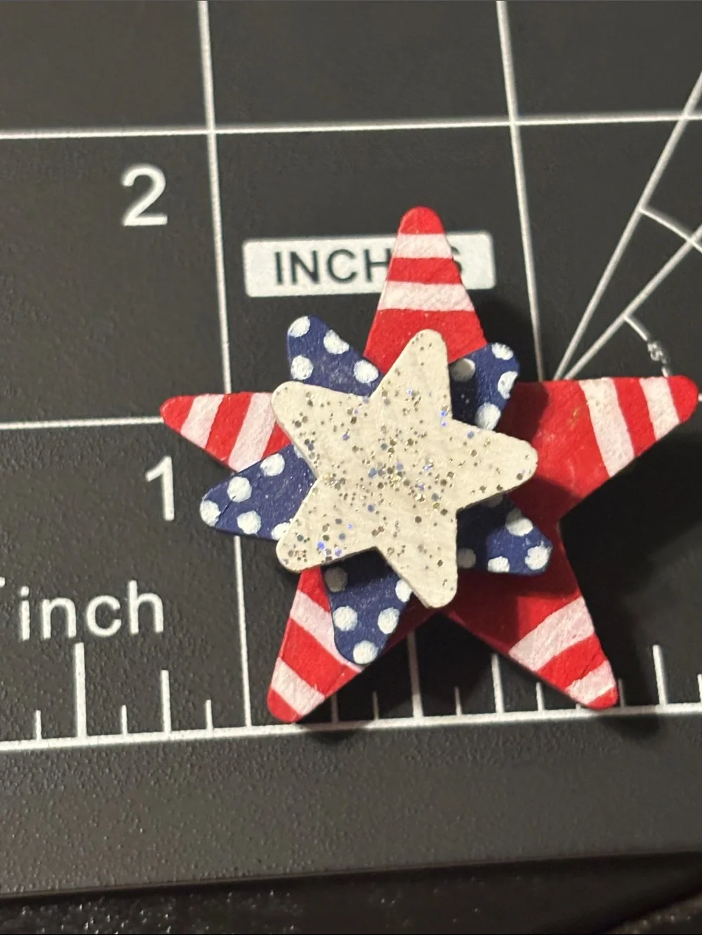 Patriotic Red, White & Blue Star Layered Brooch